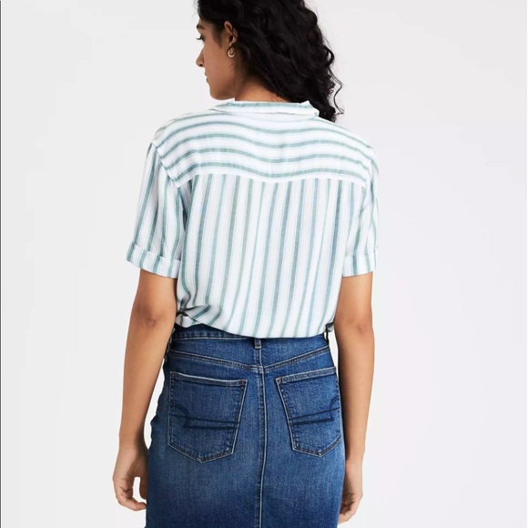 AE Striped Short Sleeve Button Up Shirt - Picture 2 of 7
